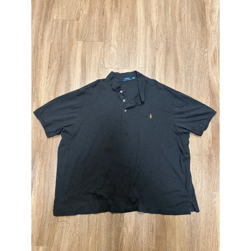 Polo Ralph Lauren Mens 3XB Big & Tall Charcoal Grey Short Sleeve Polo Shirt Logo
